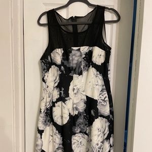 Calvin Klein illusion neckline, fit and flare sleeveless dress